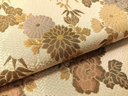 平和屋着物●両面　全通柄　本袋帯　花唐草文　黒地　正絹　逸品　CABM3087vp