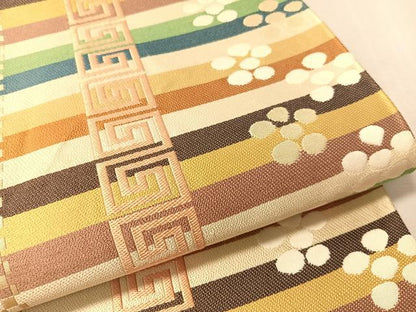 平和屋着物●西陣　白綾苑大庭　六通柄袋帯　吉祥間道　金糸　正絹　逸品　CABM3090vp