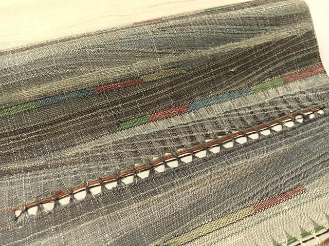 平和屋着物●太鼓柄袋帯　紬地　もじり織　横段文　正絹　逸品　CABM3095vp