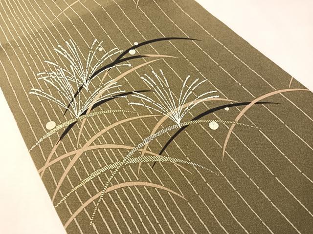 平和屋着物●両面　全通柄　京袋帯　露草芒文　金彩　正絹　逸品　CABM3114vp
