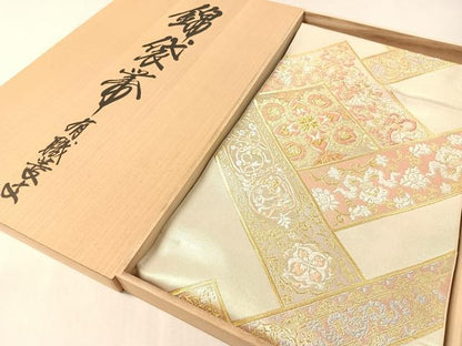 平和屋着物●西陣　川島織物　六通柄　本袋帯　唐織　有職菱文　金銀糸　共箱付き　正絹　逸品　CABM3117vp