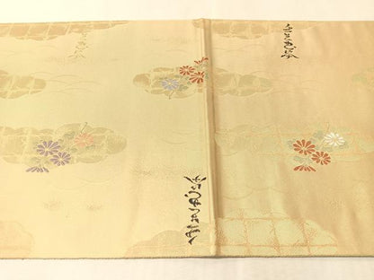 平和屋着物●西陣　六通柄袋帯　古今歌ごよみ　金糸　共箱・色紙付き　正絹　逸品　未使用　CABM3119vp