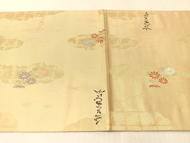 平和屋着物●西陣　六通柄袋帯　古今歌ごよみ　金糸　共箱・色紙付き　正絹　逸品　未使用　CABM3119vp