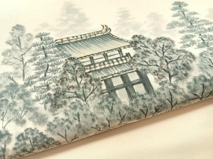 平和屋着物●塩瀬　九寸八寸名古屋帯　手描き　風景文　正絹　逸品　CABM3142vp
