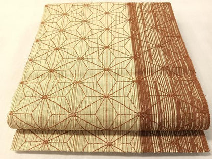 平和屋着物●八寸名古屋帯　紬地　麻の葉間道　正絹　逸品　CABM3147vp