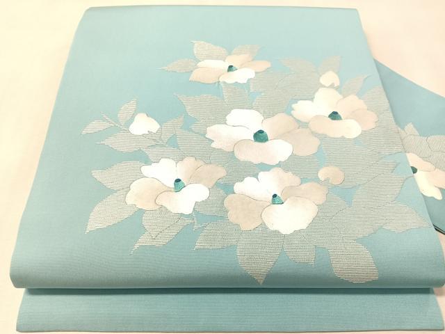 平和屋着物●中国三大刺繍　相良刺繍　総刺繍　塩瀬　九寸名古屋帯　草花文　正絹　逸品　CABM3157vp