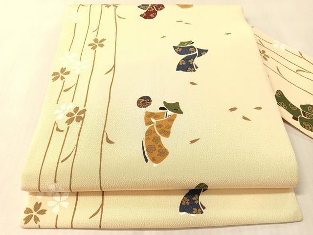 平和屋着物●全通柄　九寸名古屋帯　着物美人　鬼しぼ縮緬　正絹　逸品　CABM3186vp