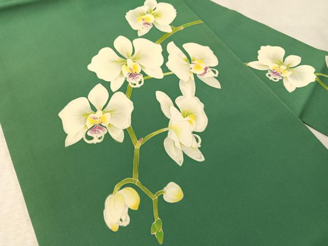 平和屋着物●塩瀬　本加賀友禅　瀬戸算　九寸名古屋帯　胡蝶蘭　正絹　逸品　CABM3197vp