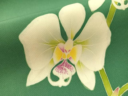 平和屋着物●塩瀬　本加賀友禅　瀬戸算　九寸名古屋帯　胡蝶蘭　正絹　逸品　CABM3197vp