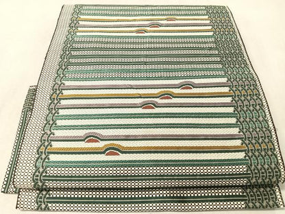 平和屋着物●本場筑前博多織　八寸名古屋帯　幾何学文様　正絹　逸品　CABM3199vp
