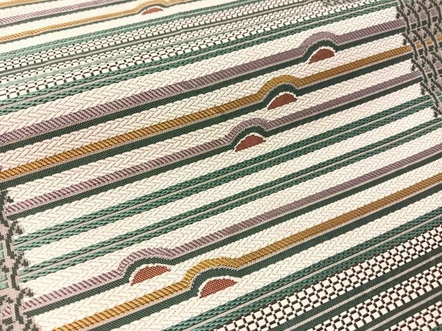 平和屋着物●本場筑前博多織　八寸名古屋帯　幾何学文様　正絹　逸品　CABM3199vp