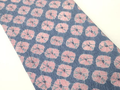 平和屋着物●両面　半幅帯　蜘蛛絞り/格子柄　正絹　逸品　未使用　CABM3221ak