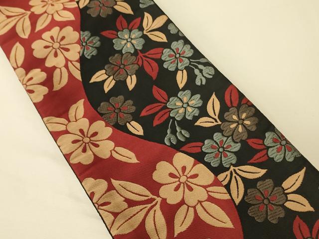 平和屋着物●染色の魔術師　染乃座・大久保玄才　そめのざ玄才　両面　半幅帯　草花文　CABM3227ak