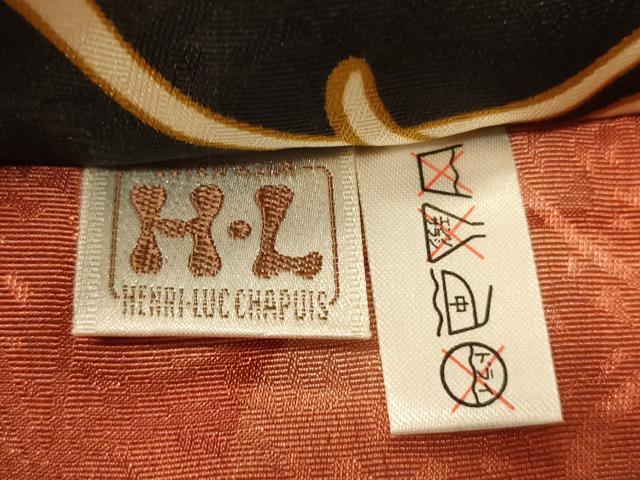 平和屋着物●H・L（アッシュエル）　HENRI-LUC CHAPUIS　両面　半幅帯　乱菊　黒地　CABM3238ak
