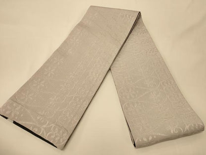 平和屋着物●両面　半幅帯　水玉文/抽象文　黒地　CABM3389ak