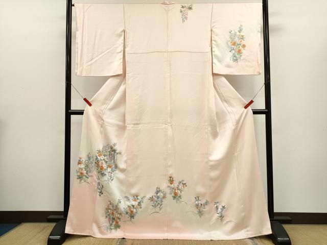 平和屋着物●訪問着　総刺繍　草花文　暈し染め　正絹　逸品　CABM3512ze