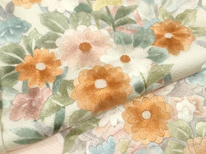 平和屋着物●訪問着　総刺繍　草花文　暈し染め　正絹　逸品　CABM3512ze