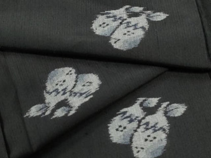 平和屋着物●上質な紬　成り物　黒地　正絹　逸品　未使用　CABM3614yc
