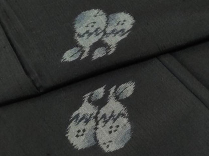 平和屋着物●上質な紬　成り物　黒地　正絹　逸品　未使用　CABM3614yc