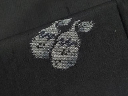 平和屋着物●上質な紬　成り物　黒地　正絹　逸品　未使用　CABM3614yc