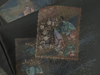平和屋着物●本場大島紬　9マルキ　地空き　色紙重ね人物文　正絹　逸品　CABM3616yc