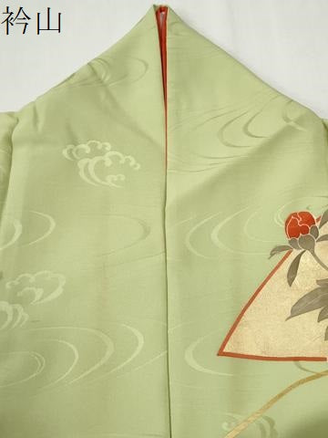 平和屋着物●豪華振袖　駒刺繍　流水扇面牡丹花文　金彩　正絹　逸品　CABM3641yc