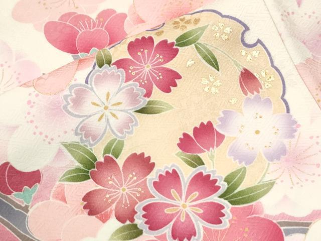 平和屋着物●豪華振袖　駒刺繍　雪輪枝梅文　暈し染め　金彩　正絹　逸品　CABM3642yc