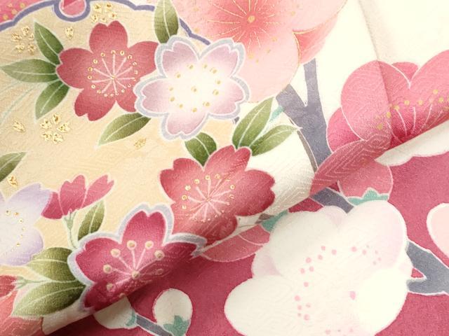 平和屋着物●豪華振袖　駒刺繍　雪輪枝梅文　暈し染め　金彩　正絹　逸品　CABM3642yc