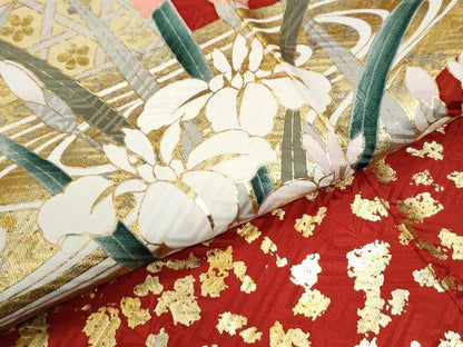 平和屋着物●豪華振袖　駒刺繍　雲取り流水牡丹草花文　金彩　正絹　逸品　CABM3645yc