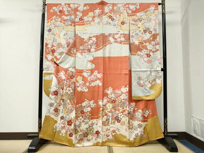 平和屋着物●豪華振袖　作家物　駒刺繍　短冊舞花文　金彩　正絹　逸品　CABM3648yc