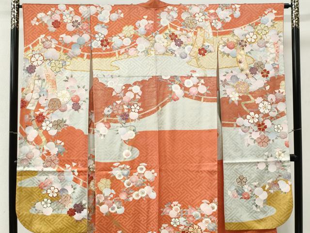 平和屋着物●豪華振袖　作家物　駒刺繍　短冊舞花文　金彩　正絹　逸品　CABM3648yc