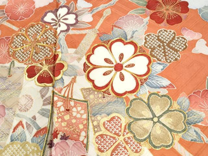平和屋着物●豪華振袖　作家物　駒刺繍　短冊舞花文　金彩　正絹　逸品　CABM3648yc