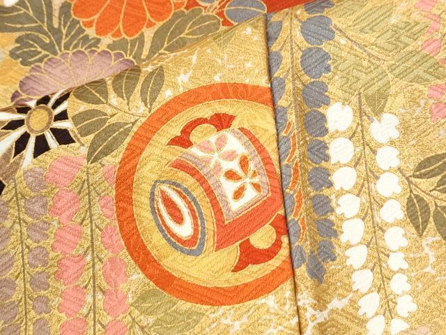 平和屋着物●豪華振袖　駒刺繍　舞蝶宝尽くし片輪車花車文　金彩　正絹　逸品　CABM3649yc