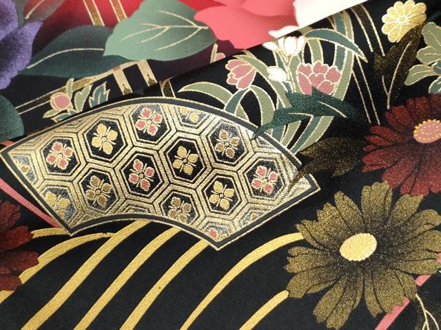 平和屋着物●豪華振袖　地紙牡丹花文　暈し染め　金彩　正絹　逸品　CABM3651yc