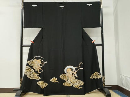 平和屋着物●豪華黒留袖　風神雷神　金彩　正絹　逸品　未使用　CABM3654yc
