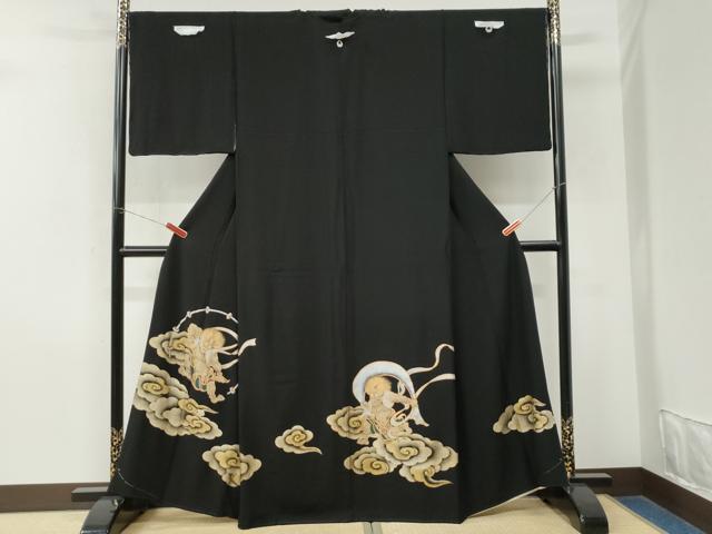 平和屋着物●豪華黒留袖　風神雷神　金彩　正絹　逸品　未使用　CABM3654yc