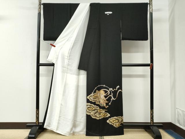 平和屋着物●豪華黒留袖　風神雷神　金彩　正絹　逸品　未使用　CABM3654yc