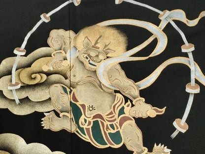 平和屋着物●豪華黒留袖　風神雷神　金彩　正絹　逸品　未使用　CABM3654yc