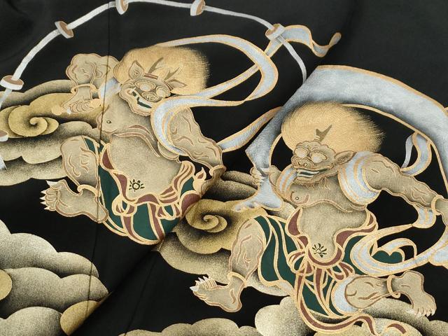 平和屋着物●豪華黒留袖　風神雷神　金彩　正絹　逸品　未使用　CABM3654yc