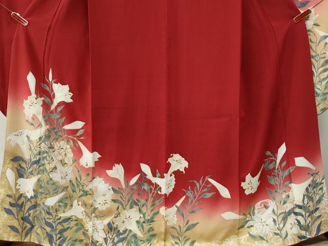 平和屋着物●豪華振袖　駒刺繍　百合　暈し染め　金彩　正絹　逸品　CABM3659yc