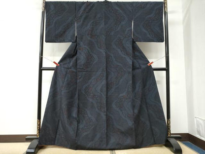 平和屋着物●結城紬　80亀甲　飛び亀甲柄　道長吉祥花文　正絹　逸品　CABM3660yc