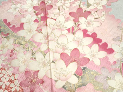 平和屋着物●豪華振袖　流水枝花文　暈し染め　金彩　正絹　逸品　CABM3670yc