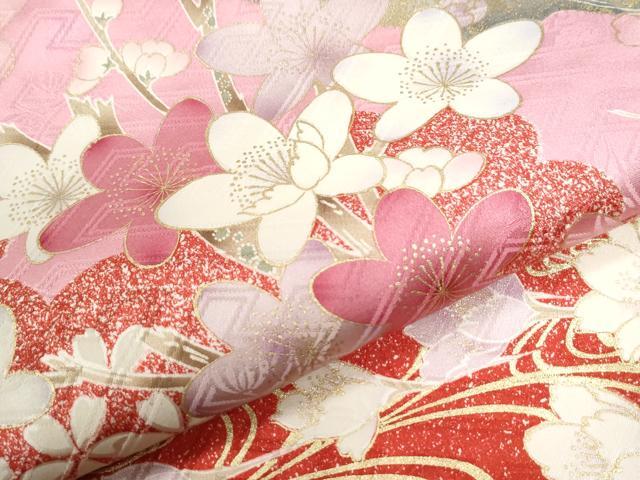 平和屋着物●豪華振袖　流水枝花文　暈し染め　金彩　正絹　逸品　CABM3670yc