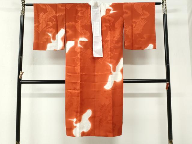 平和屋着物●長襦袢　袷　雲取り飛鶴地紋　暈し染め　正絹　逸品　未使用　CABM3673yc