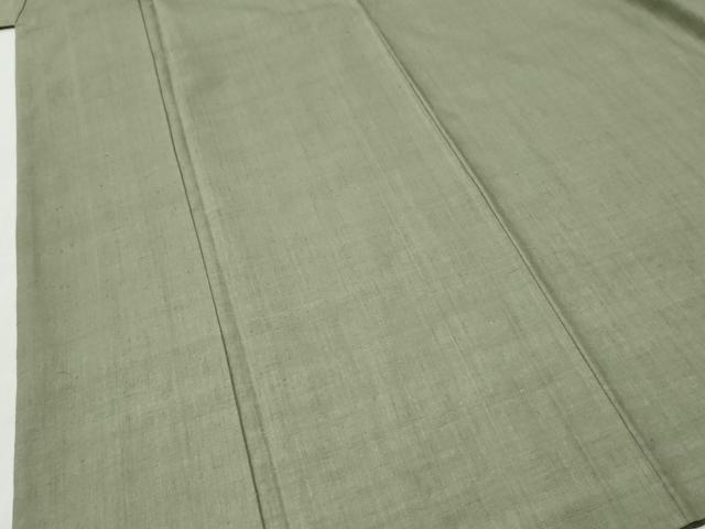 平和屋着物●本場結城紬　重要無形文化財　色無地　山葵色　正絹　逸品　CABM3679yc