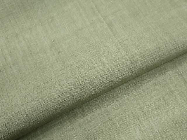 平和屋着物●本場結城紬　重要無形文化財　色無地　山葵色　正絹　逸品　CABM3679yc
