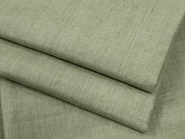 平和屋着物●本場結城紬　重要無形文化財　色無地　山葵色　正絹　逸品　CABM3679yc