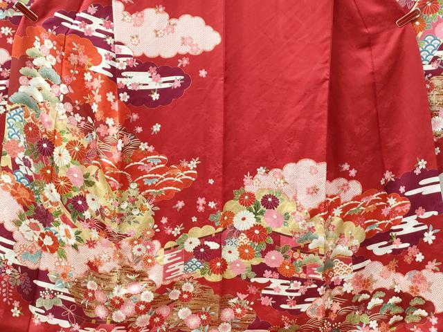 平和屋着物●豪華振袖　駒刺繍　雲取り几帳吉祥花文　金彩　正絹　逸品　CABM3690yc