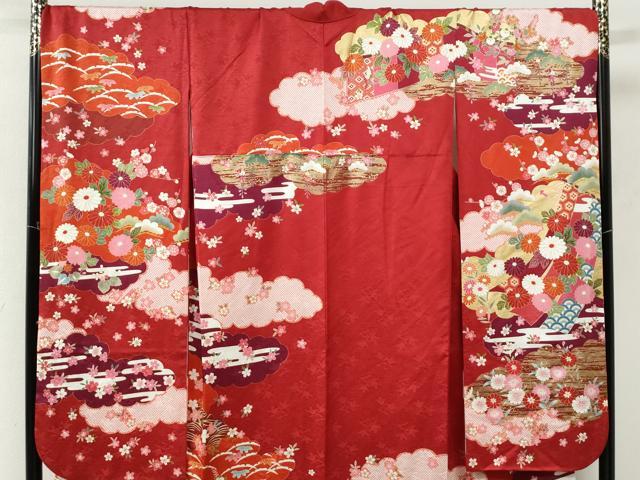 平和屋着物●豪華振袖　駒刺繍　雲取り几帳吉祥花文　金彩　正絹　逸品　CABM3690yc