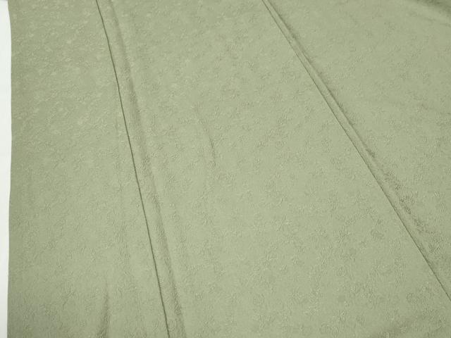 平和屋着物●上質な色無地　草花地紋　山葵色　正絹　逸品　CABM3692yc